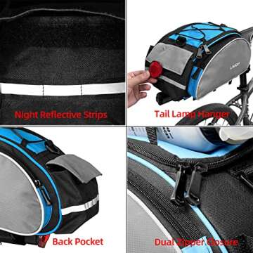 LIXADA Bicycle Rack Bag 13L Waterproof Cycling Bike Rear Seat Cargo Bag MTB Road Bike Rack Carrier Trunk Bag Pannier Handbag