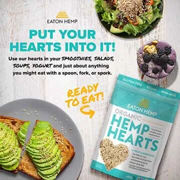 Eaton Well Organic Hemp Hearts, 12g Omegas & 10g Complete Protein Per Serving, True Superfood, Gluten-Free, Vegan, Antioxidants, High In GLA, 16oz