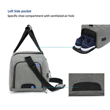 MarsBro Water Resistant Gym Duffel Bag with Shoe Compartment