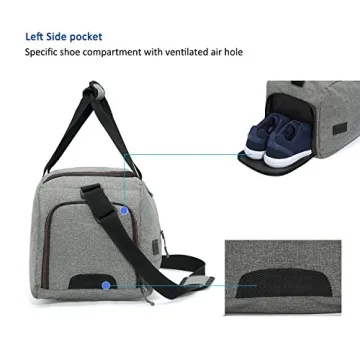 MarsBro Water Resistant Gym Duffel Bag with Shoe Compartment