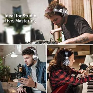 OneOdio A71 Hi-Res Studio Recording Headphones - Wired Over Ear Headphones with SharePort, Monitoring & Mixing Foldable Headphones with Stereo Sound (Silver)