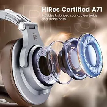OneOdio A71 Hi-Res Studio Recording Headphones - Wired Over Ear Headphones with SharePort, Monitoring & Mixing Foldable Headphones with Stereo Sound (Silver)