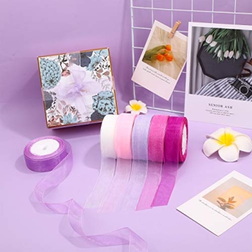 6 Rolls of Colorful Organza Ribbon for All Occasions