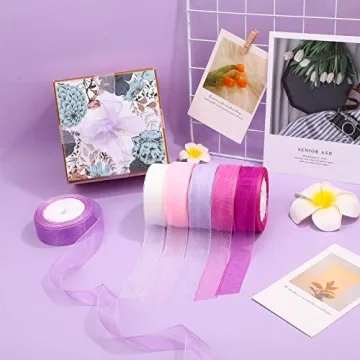 6 Rolls of Colorful Organza Ribbon for All Occasions