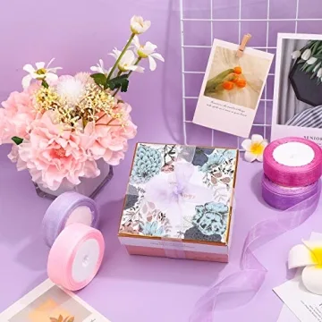 6 Rolls of Colorful Organza Ribbon for All Occasions