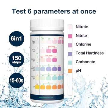 EASYTEST [150 Strip] [6 in 1] Aquarium Test Strips, [Freshwater and Saltwater 2 in 1] Test kit Monit...
