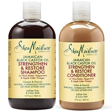 SheaMoisture Strengthen & Restore Shampoo & Conditioner Set – Jamaican Black Castor Oil for Hair R...