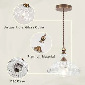 CWarmozy Vintage Pendant Light Fixture for Kitchen Island