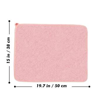 Dish Drying Mat for Kitchen Counter, Microfiber Dish Drying Pad 2 Pack Large Size Absorbent Dishes Drainer Mats (pink)