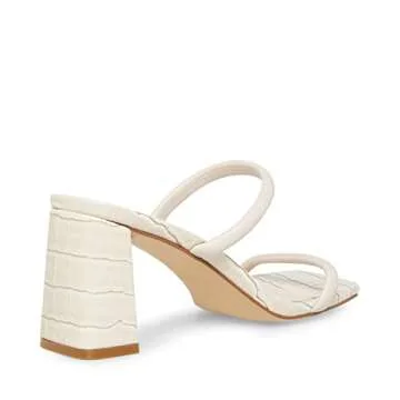 Steve Madden Women's Lilah Heeled Sandal, Bone Croco, 7.5
