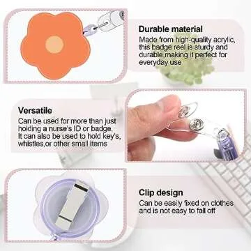 Cute Badge Reel Retractable 7 PCS Flower Floral Nurse Badge Holder Clips Reels ID Name Clip Tag for Nursing Nurses Hospital Teacher Pediatric Medical Lanyards Accessories (Flower)