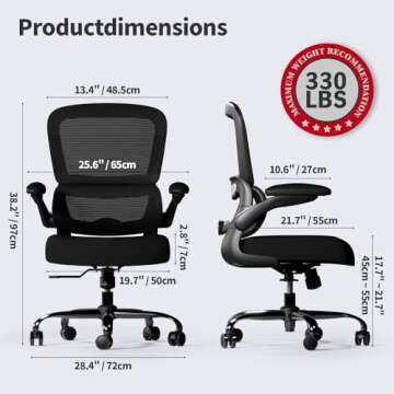 TRALT Office Chair - Ergonomic Desk Chair with Adjustable Lumbar Support, Mesh Computer Chair, Execu...