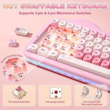 YUNZII C75 Cute Cake Wireless Mechanical Keyboard