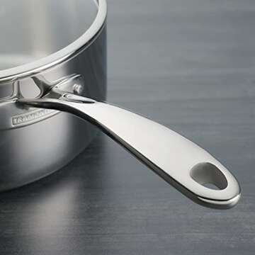 Tramontina Tri-Ply Clad Stainless Steel 1.5-Quart Sauce Pan with Glass Lid, Induction-Ready, Dishwasher-Safe, NSF-Certified, Made in Brazil