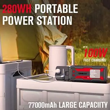 GOOLOO GP4000 Jump Starter 4000A Peak Car Starter (All Gas,up to 10.0L Diesel Engine) & GOOLOO GTX280 Portable Power Station 280Wh Lithium Battery Backup