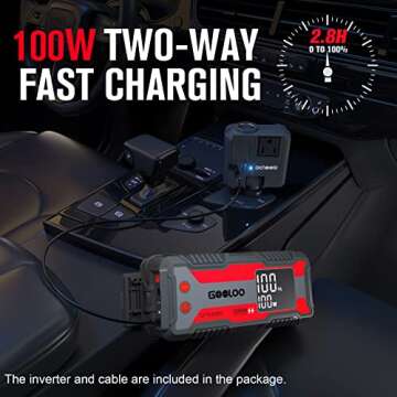 GOOLOO GP4000 Jump Starter 4000A Peak Car Starter (All Gas,up to 10.0L Diesel Engine) & GOOLOO GTX280 Portable Power Station 280Wh Lithium Battery Backup