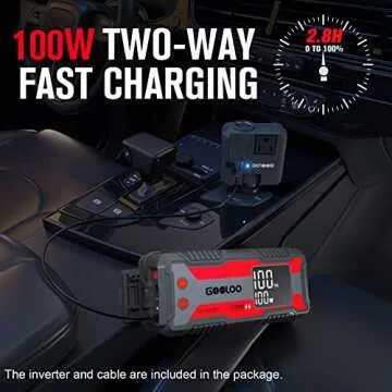 GOOLOO GP4000 Jump Starter 4000A Peak Car Starter (All Gas,up to 10.0L Diesel Engine) & GOOLOO GTX280 Portable Power Station 280Wh Lithium Battery Backup