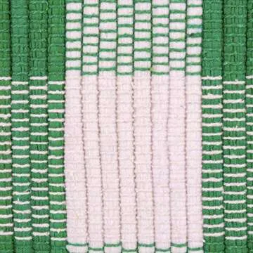 DII Buffalo Check Rug Collection, Hand Dyed Reversible Chindi Rug, 26x40, Green