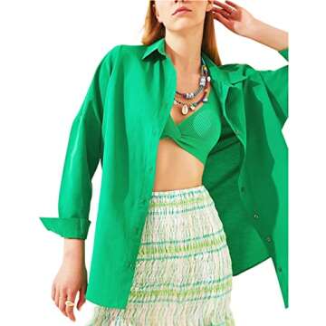 HangNiFang Women’s Oversized Button Down Shirt - Comfort & Style