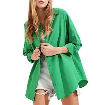 HangNiFang Women’s Oversized Button Down Shirt - Comfort & Style