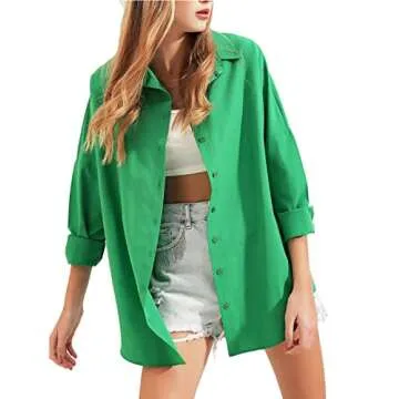 HangNiFang Women’s Oversized Button Down Shirt - Comfort & Style