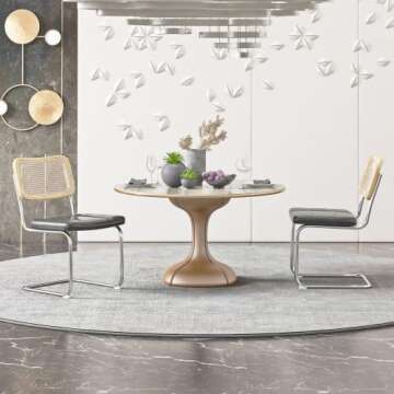 Edloe Finch Mid-Century Modern Dining Room Chairs Velvet Cushions - Rattan Back, Olive Green,