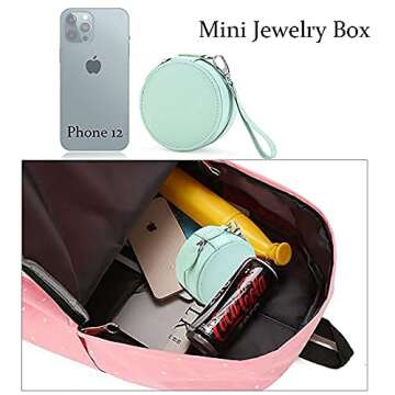 Jewelry Travel Organizer Box,PU Leather Small Portable Jewelry Storage Case with Removable Strap for Rings Earrings Necklaces Valentine Gift(Green)