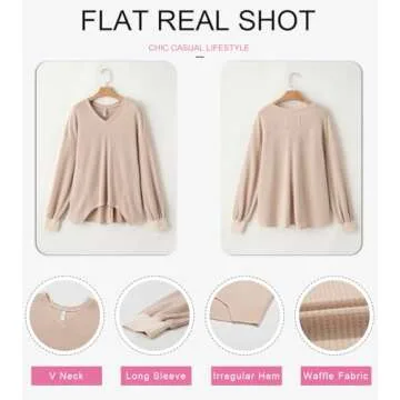 Dokotoo Going Out Tops for Women Fashion 2024 Casual Long Batwing Sleeve Knit Pleated Top Ladies Oversized Fall Outfits Lightweight Workout Beige Shirts Small