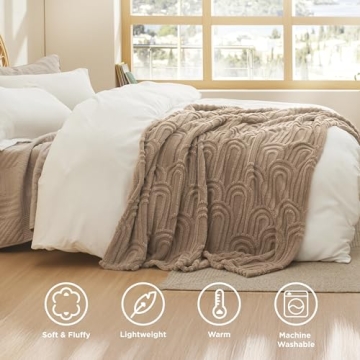 Bedsure Brown Throw Blanket - Super Soft Fleece for Comfort