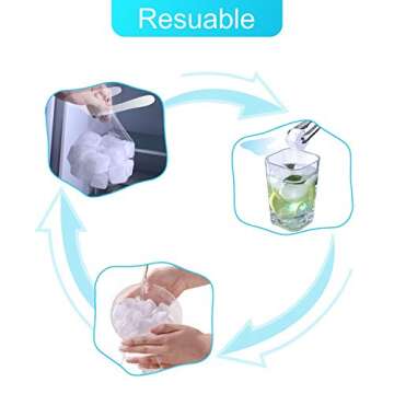 PINSUKO Reusable Plastic Ice Cubes - Pack of 20 White