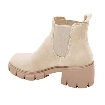 gihubafuil Women’s Chelsea Boots Fashion Platform Chunky Block Heels Slip On Combat Ankle Booties