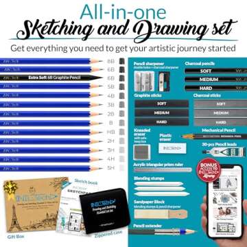 NIL TECH 37-Piece Premium Shading Pencils for Drawing, Include Exclusive Tutorials and Sketch Pad ?...