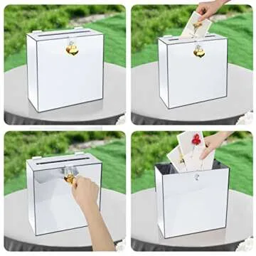 Silver Mirror Wedding Card Box Lock Arcylic,Safe,Elegant,Sturdy,Easy to Use Without Assembly. for Party,Shower 10×10×5.5 in