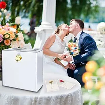 Silver Mirror Wedding Card Box Lock Arcylic,Safe,Elegant,Sturdy,Easy to Use Without Assembly. for Party,Shower 10×10×5.5 in