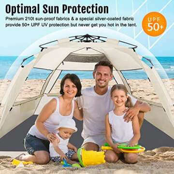 Deluxe WhiteFang XL Beach Tent for Families - Easy Setup