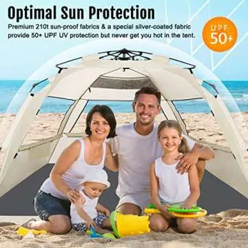 Deluxe WhiteFang XL Beach Tent for Families - Easy Setup