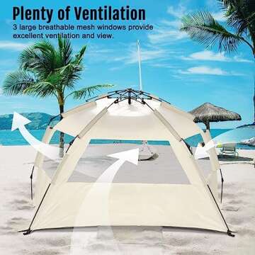 Deluxe WhiteFang XL Beach Tent for Families - Easy Setup