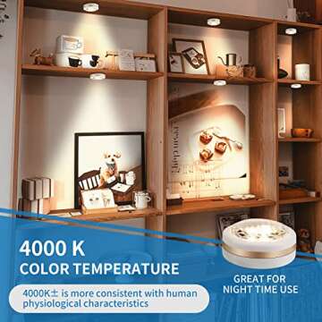 LEASTYLE LED Puck Lights with Remote Control 6 Pack, LED Under Cabinet Lighting,Puck Lights Battery ...