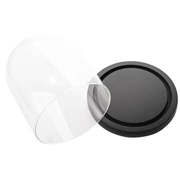 ZOOFOX Set of 2 Glass Dome Cloche with Black Wooden Base, 5.7" x 6.5" Decorative Bell Jar Display Dome for Plants, Fairy Lights, Photos, Succulents and Medals