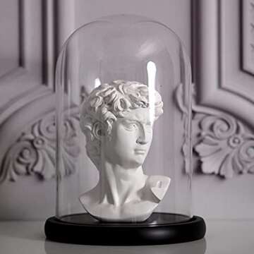 ZOOFOX Set of 2 Glass Dome Cloche with Black Wooden Base, 5.7" x 6.5" Decorative Bell Jar Display Dome for Plants, Fairy Lights, Photos, Succulents and Medals