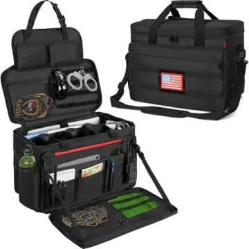ITHWIU Patrol Bag Law Enforcement, Police Gear Bag Car Front Seat Organizer for Police with Laptop Layer and Cup Holders, MOLLE System, Fits Vehicle Passenger Seat Black