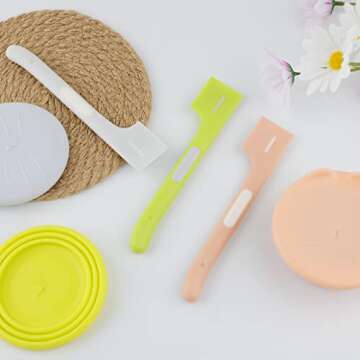 KALAMANDA Cat Food Can Covers Lids, Rubber Can Covers for Pet Food Cans, Dog Canned Mixing Spoon for Wet Food (6 Pack)