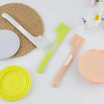 KALAMANDA Cat Food Can Covers Lids, Rubber Can Covers for Pet Food Cans, Dog Canned Mixing Spoon for Wet Food (6 Pack)