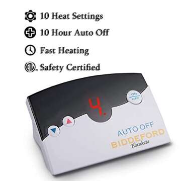 Biddeford Velour Sherpa Electric Heated Warming Blanket King Linen Washable Auto Shut Off 10 Heat Settings