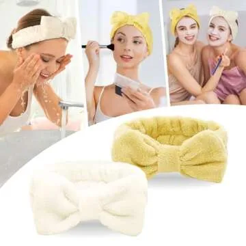 LADES Facial Headband - Terry Cloth Headbands for Face Washing,Skin Care,Makeup,Bow Spa Hair Headband for Washing Face