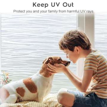 rabbitgoo Window Privacy Film Frosted Glass Film Removable Vinyl Door Coverings UV Blocking Decorative Static Cling Non-Adhesive Window Clings Sticker for Home Decor, 17.5 x 78.7 Inches