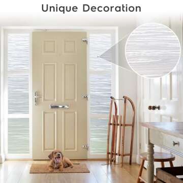 rabbitgoo Window Privacy Film Frosted Glass Film Removable Vinyl Door Coverings UV Blocking Decorative Static Cling Non-Adhesive Window Clings Sticker for Home Decor, 17.5 x 78.7 Inches