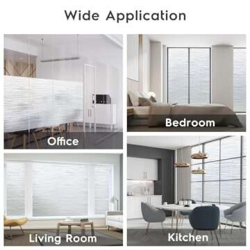 rabbitgoo Window Privacy Film Frosted Glass Film Removable Vinyl Door Coverings UV Blocking Decorative Static Cling Non-Adhesive Window Clings Sticker for Home Decor, 17.5 x 78.7 Inches