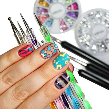 VAGA Mandala Dotting Tools for Nails Premium Quality Professional Nail Kit of 5 Colorful Double Ende...
