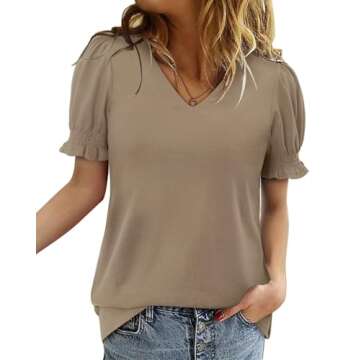 Women's Basic V Neck Casual T-Shirt for Summer Style